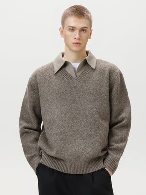 Liber Autumn Men's Fake two-piece lapel sweater