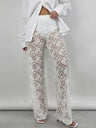 Lace See-through High-waisted Splicing Sexy Mesh High-elasticity Trousers
