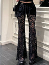 Y2K Lace Patchwork Hollowed-out Perspective High-waisted Flared Pants Slimming Pants