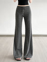 Striped Color Blocking Straps Flared Pants