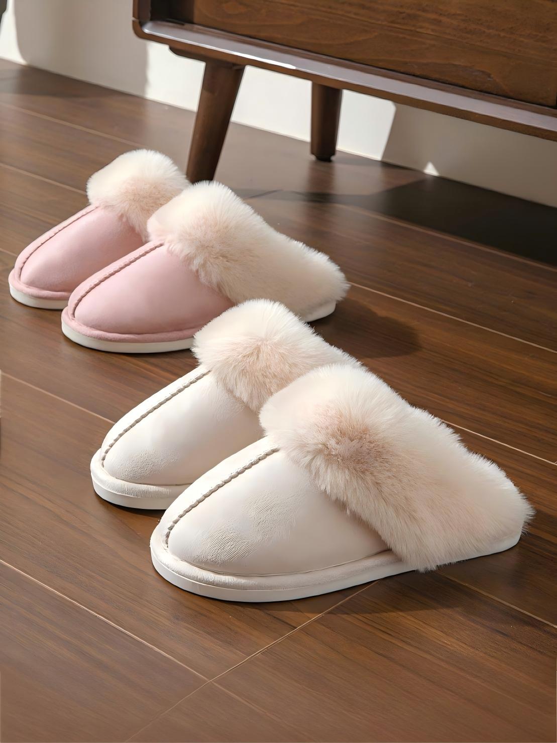 Solid Color Plush Slippers