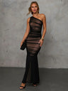 Off-shoulder Mesh Slim Fit Sexy Pleated Fishtail Parties Cocktail Party Formal Dress Long Dress
