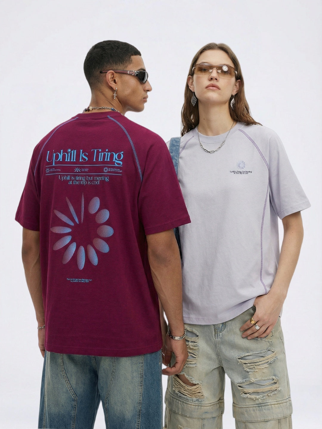 T-shirts imprimés goutte d'eau de sport à blocs de couleurs