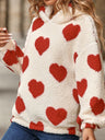 Plush Head Hooded Love Printed Pocket Christmas Hoodie