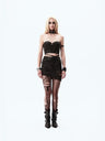 Bra Deconstructing Rivets Pu Skirt