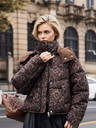 Detachable Pocket Leopard Bread Loose Short Hooded Zippered Cotton Jacket