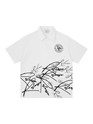 Graffiti Printed Vibe Hip Hop Loose-fit POLO Shirt