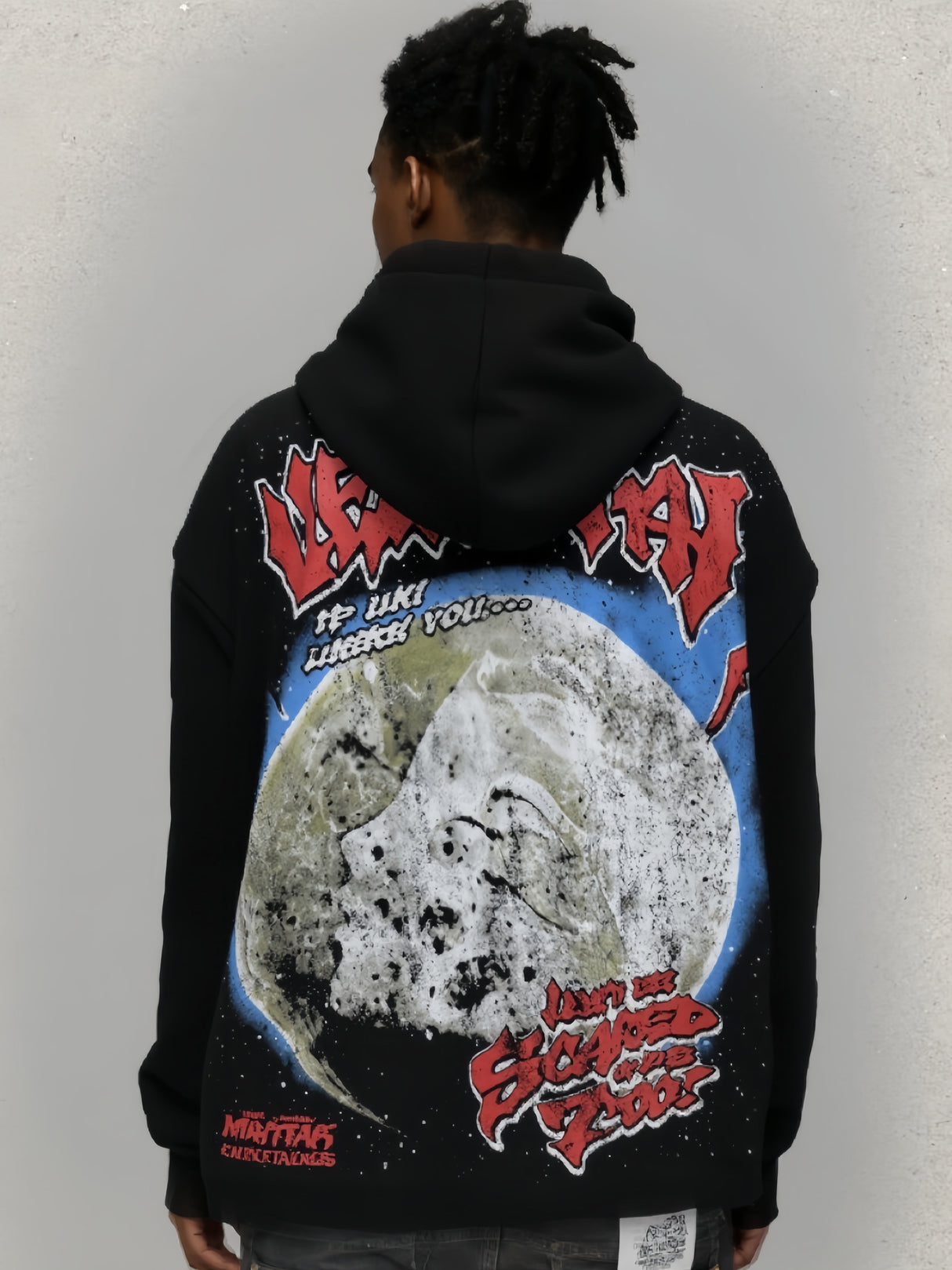 Hungry Wolf Printed Hip Hop Plush Loose Hoodies