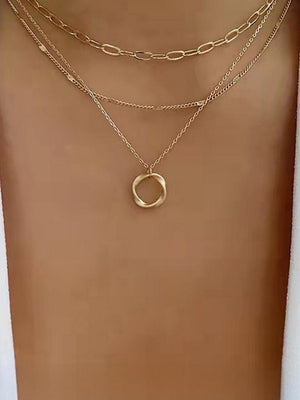 Alloy Necklace With Electroplated Circle Pendant, Fashion Necklace
