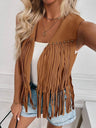 Imitation Suede Tassel Studs Sleeveless Vests