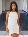 Pleated Halter Neck Strap Exposed Backpack Buttocks Mini&Short Dresses
