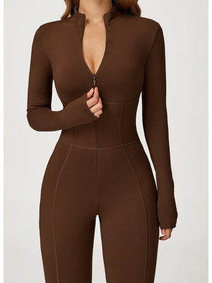 Long-sleeved Stand Collar Fleece Keep Warm High Elasticity Waist Slimming And Shaping Yoga Fitness Outdoor Jumpsuits/pants