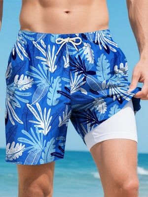 Outerwear Printed Straight-fit Quick-drying Loose-fit Double Layer Beach Shorts