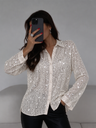 Fashionable Sequined Loose Long-sleeved Shirt