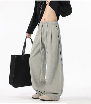 Stripes Sports Splicing Silhouette Straight Casual Pants