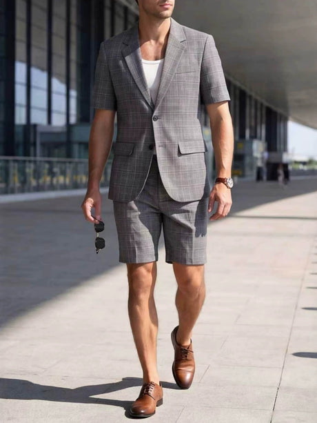 Light Business Leisure Plaid Suit Set 2-piece Sets
