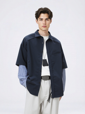 Stripes Cropped Layered-look Shirts