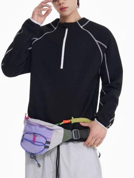 Color-blocked Line Loose-fit Sweatshirts&Hoodies