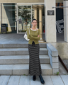 Elegant And Slimming Striped Fishtail Skirt