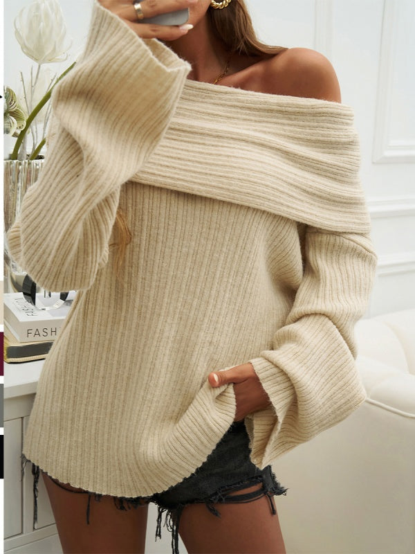 Off-shoulder Pit Strip Sweaters