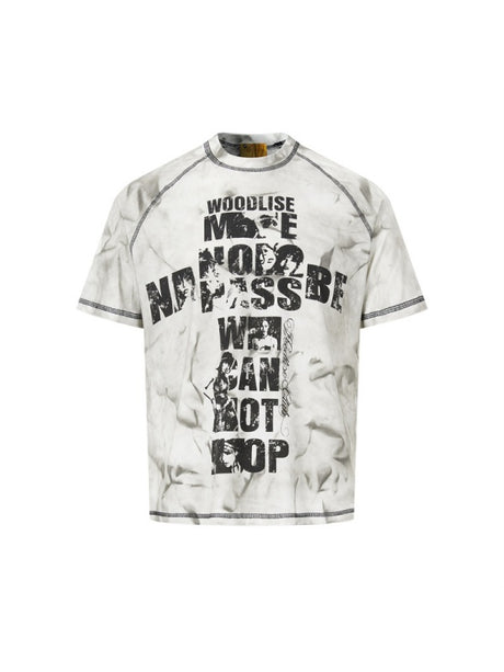 Distressed Portrait Letter Printed T-shirts