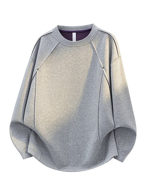 Segmentation Cutting Studs Collarless Sweatshirt