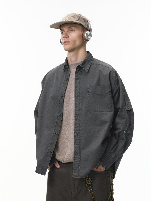 Liber Autumn Neutral wear Pocket decoration Solid Color Shirts