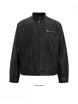Stand Collar Locomotive Loose PU Jackets