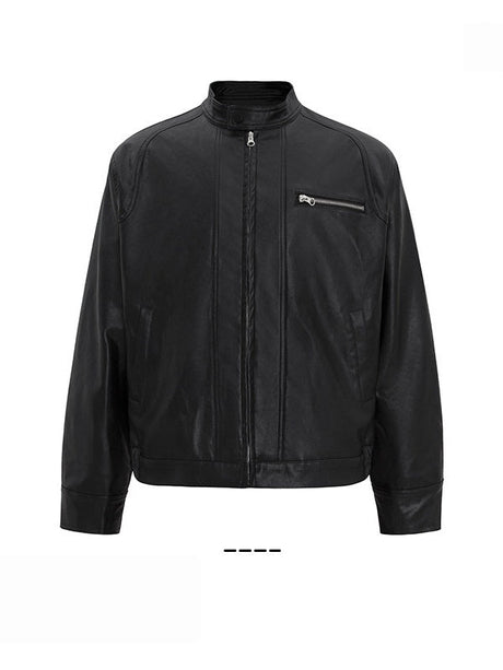 Stand Collar Locomotive Loose PU Jackets