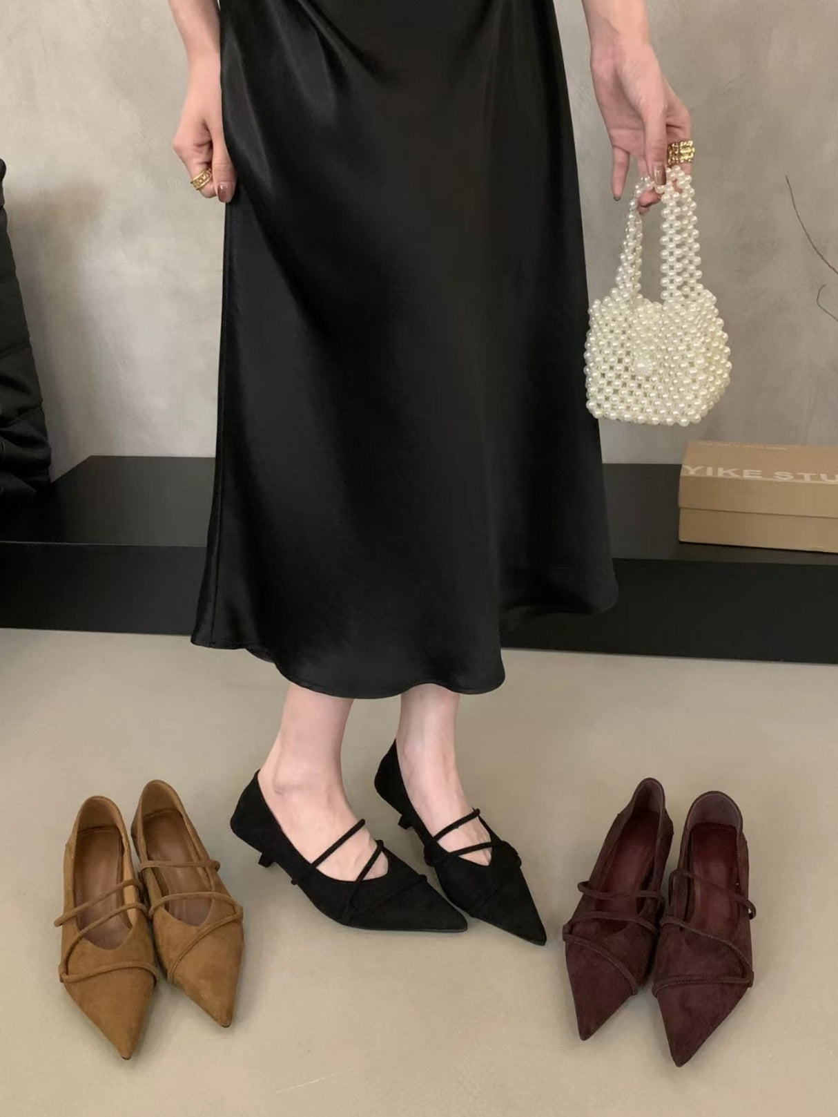 Suede Crisscross Strap Pointed Toe Stiletto Heels
