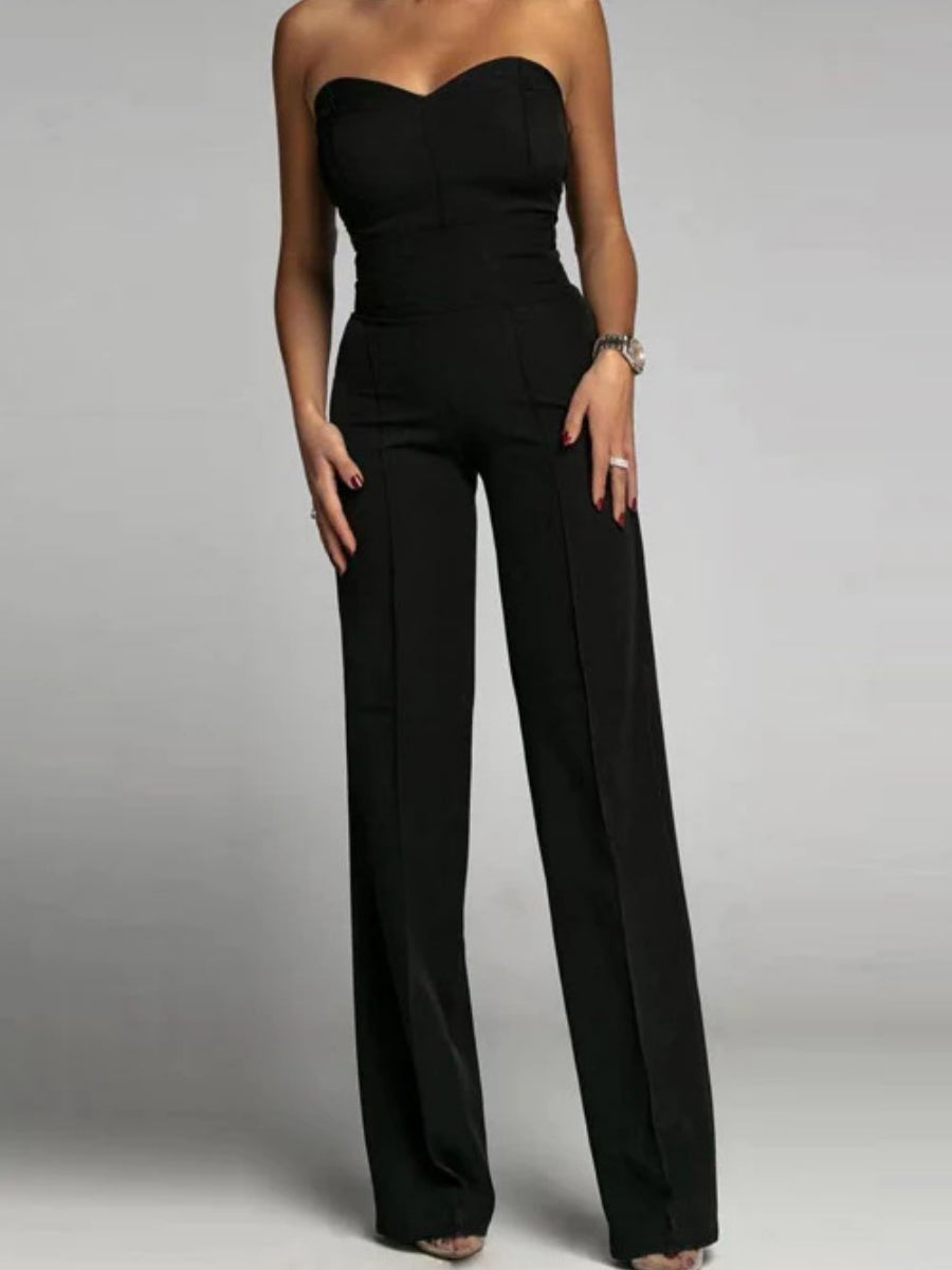 Sexy Slim-fitting Strapless Straight-leg Jumpsuit