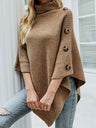 Solid Color Turtleneck Shawl Cloak Sweaters