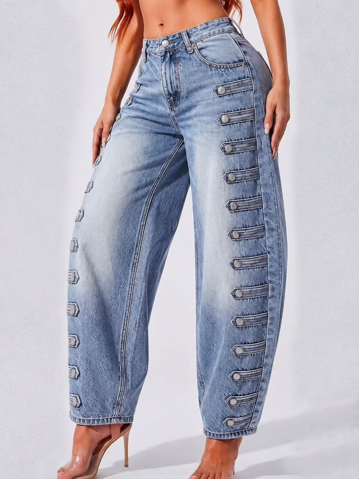 Button-washed Jeans
