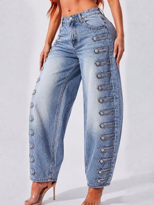 Button-washed Jeans