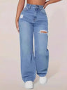 Washed Distressed Ripped Jeans