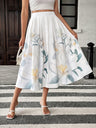 Printed Button Decoration Vacation Skirts