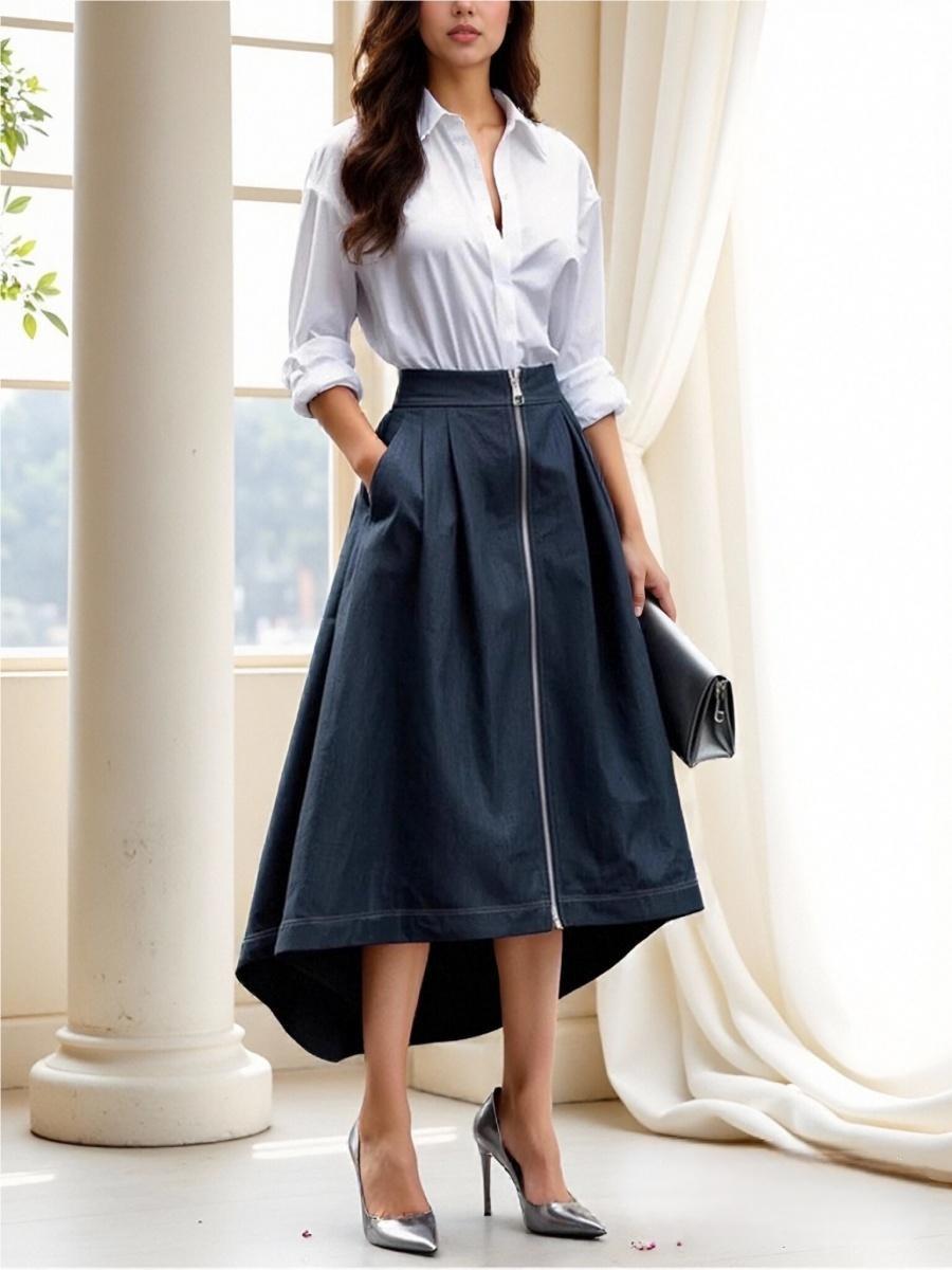 Zipper Irregular Pocket Skirts