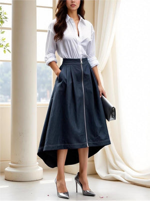 Zipper Irregular Pocket Skirts