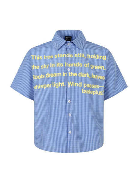 Hip Hop Letter Printed Plaid Loose-fit Shirts