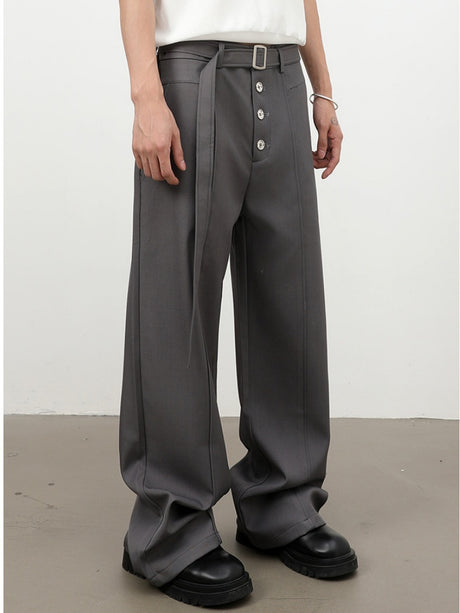 Stereo Multiple Buttons Straight-fit Dress Pants Pants