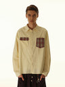 College Style Loose Plaid Splicing Vintage Long-sleeved Shirt