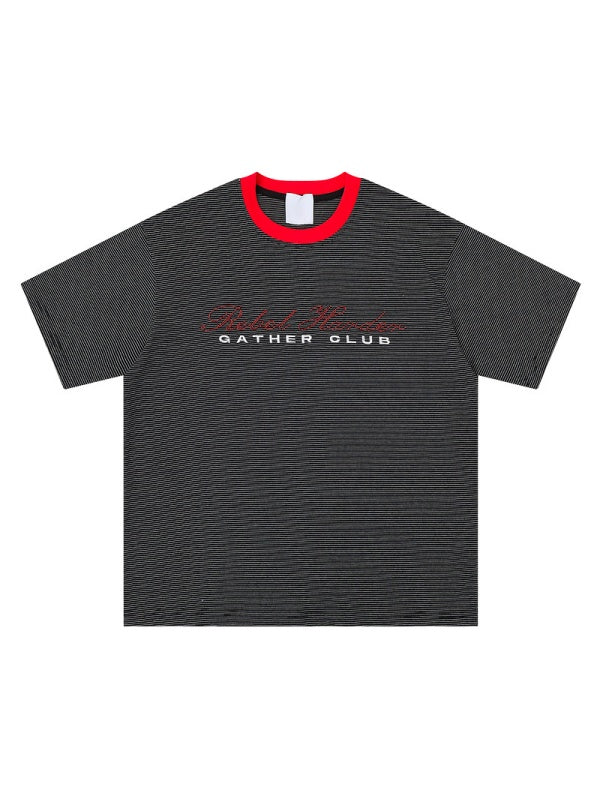 Retro Letter Embroidery Loose-fit T-shirts