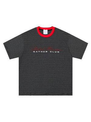 Retro Letter Embroidery Loose-fit T-shirts