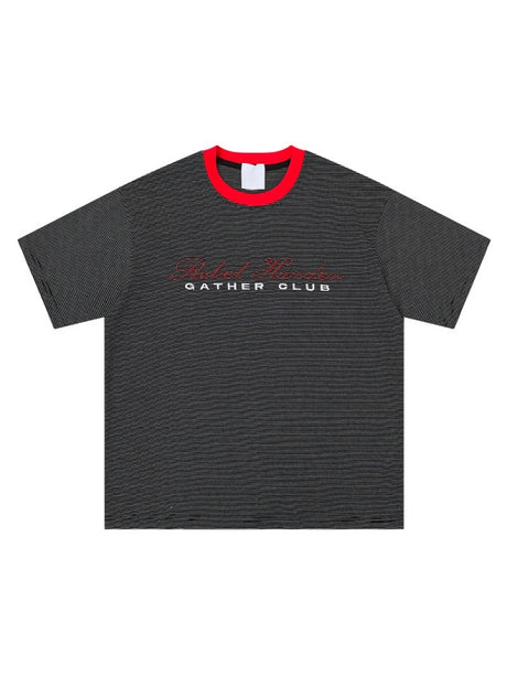 Retro Letter Embroidery Loose-fit T-shirts