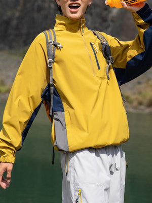 Outdoor Half Zipper Stand Collar Splicing Contrasting Colors Sports Water-repellent Jackets