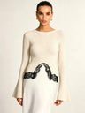 Simple And Modern Lace-trimmed Fitted Long-sleeved Top