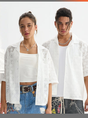 Liber Summer Men's Button placket Solid Color Shirts
