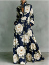 Long-sleeved Printed Maxi Dress