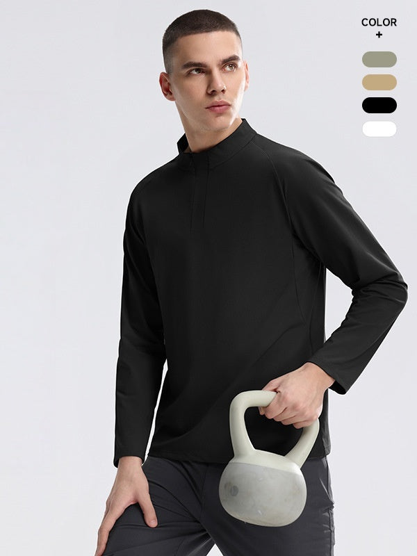 Outdoor Commuting Breathable Quick-drying Running Stand Collar Half Zipper T-shirts