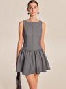 Sleeveless Buttons A-line Skirt Ruffle Mini&Short Dresses